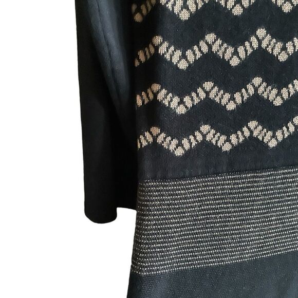 CABLE & GAUGE Sweater Dress Black Tan Size Medium - Picture 5 of 9